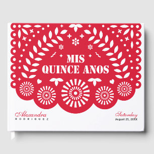 Red Papel Picado Mis Quince Años Guest Book