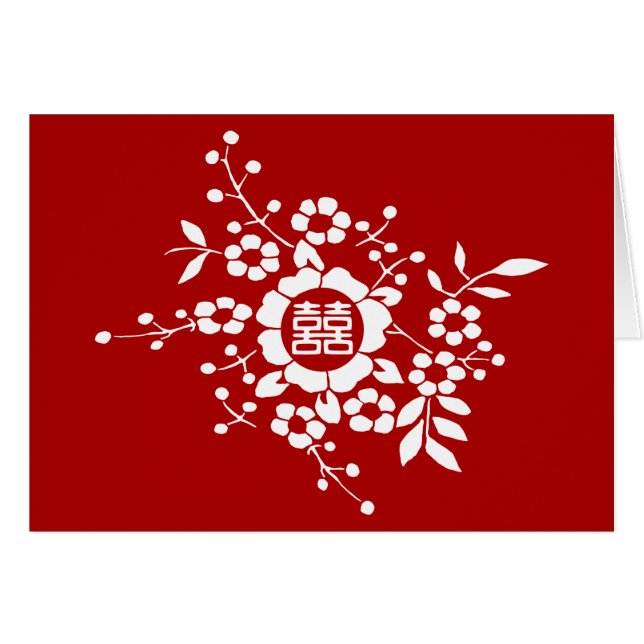 Red • Paper Cut Flowers • Double Happiness (Front Horizontal)