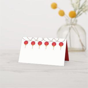 Red Paper Lanterns Wedding Folded Place Card
