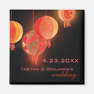 Red Paper Lanterns Wedding Save the Date Magnet