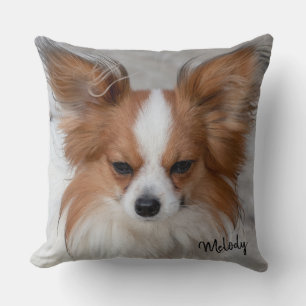 Red Papillon Pet Photo Throw Pillow