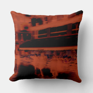 Red Paris night. Cool blurry motion of people Cushion