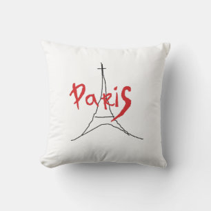 Red Paris Stylish Throw Pillow / Cushion