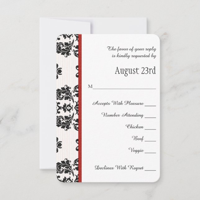 Red Parisian Eiffel Tower RSVP Wedding Card (Front)