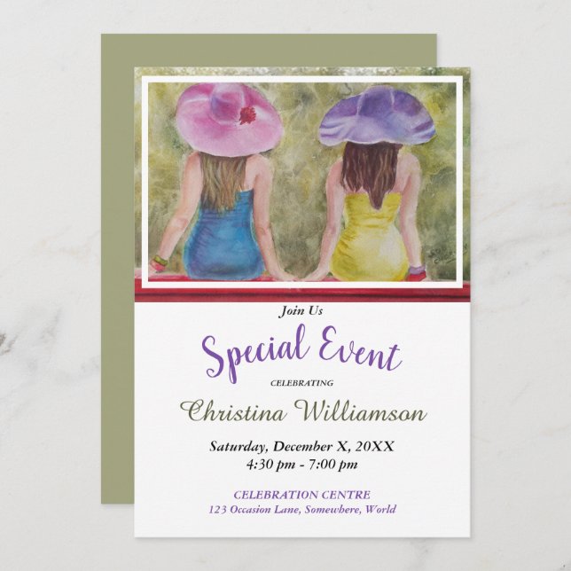 RED PARK BENCH PARTY INVITE (Front/Back)