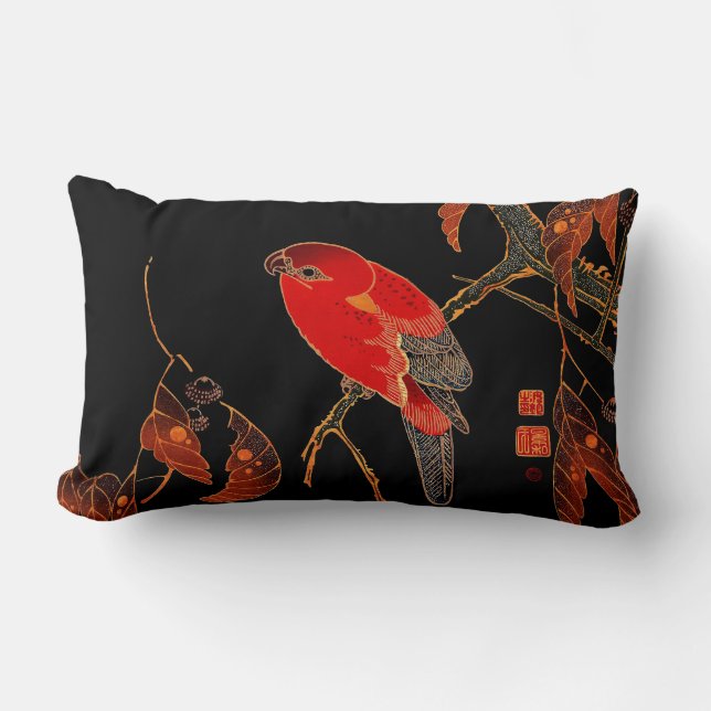 Red Parrot Fine Art Lumbar Cushion (Front)