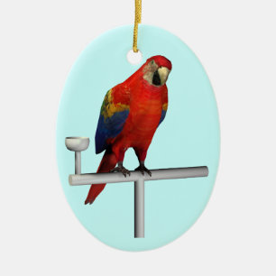 Red Parrot Scarlet Macaw Ceramic Tree Decoration