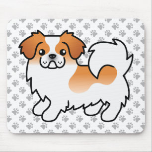 Red Parti-Colour Tibetan Spaniel Cute Cartoon Dog Mouse Pad