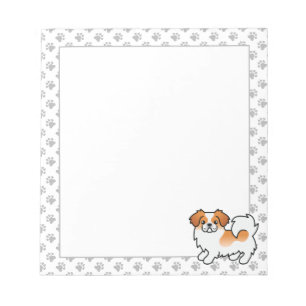Red Parti-Colour Tibetan Spaniel Cute Cartoon Dog Notepad