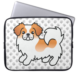 Red Parti-Colour Tibetan Spaniel Cute Dog & Paws Laptop Sleeve