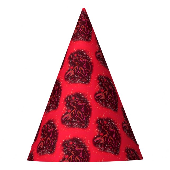 Red Party Hat Bulls Running Starry Night (Front)