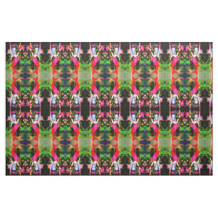 red partying mermaids mirror images fabric