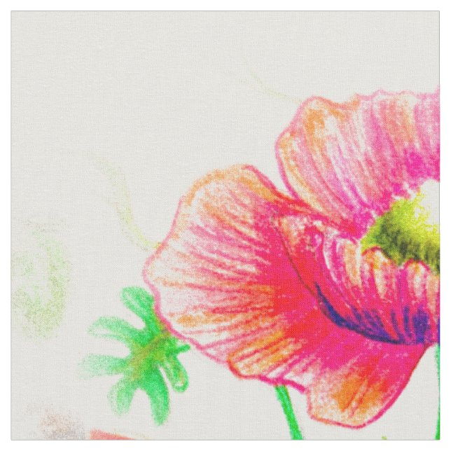 Red,Passion Floral Fabric (Close Up)