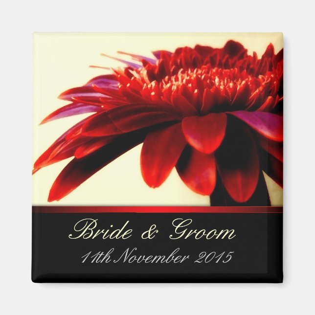 Red Passion Flower Wedding Favour Magnet (Front)