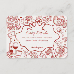 Red Pasta Holy Cannoli Italian Birthday Details Enclosure Card