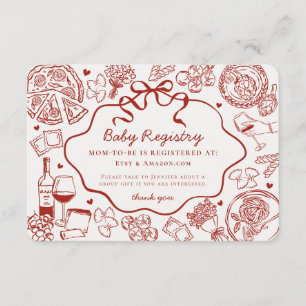 Red Pasta Special Delivery Italian Baby Registry Enclosure Card
