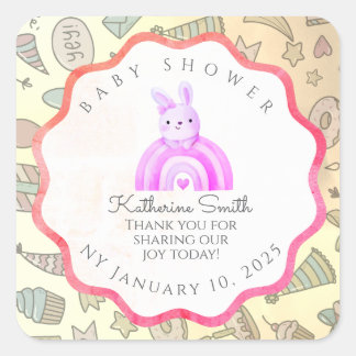 red pastel babyshower Adorable cute Celebration Square Sticker