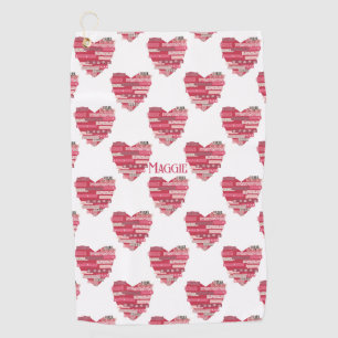 Red Patchwork Hearts Golf Towel
