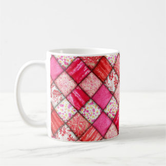 Red Patchwork Look Quilt Pattern Coffee Mug
