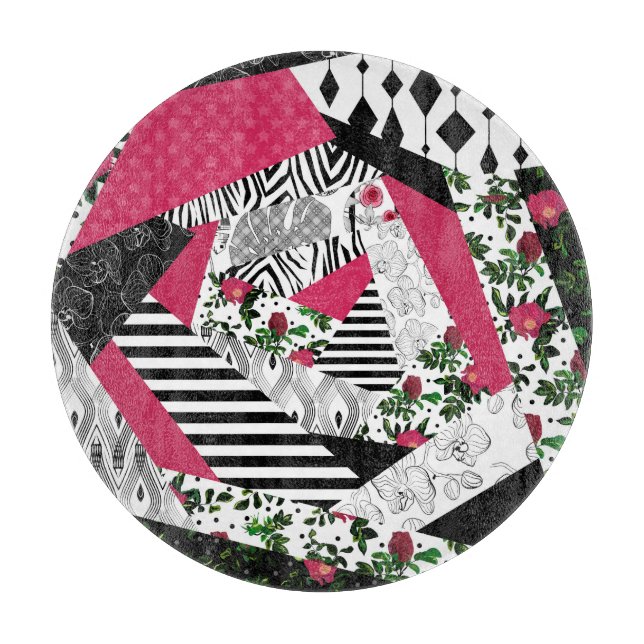 red patchwork, popular, patchwork throw pillow cutting board (Front)