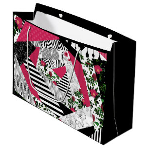 red patchwork, popular, patchwork throw pillow large gift bag