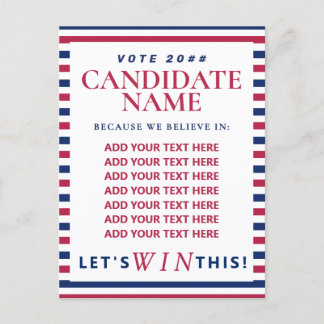Red Patriotic Political Republican Campaign Invitation Postcard
