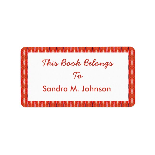 red pattern bookplates label (Front)