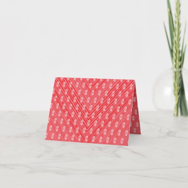 Red Pattern Folded Thank You Card (Front)
