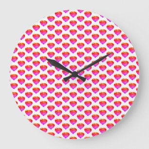 Red Pattern Large Clock