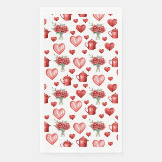 red pattern with hearts for valentine's day  napkin