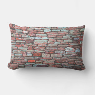 Red pavement bricked wall lumbar cushion