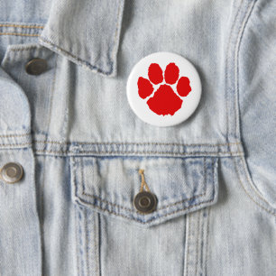 Red Paw  6 Cm Round Badge