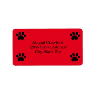 Red Paw Print - Address Label