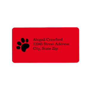 Red Paw Print - Address Label