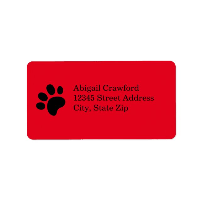 Red Paw Print - Address Label (Front)