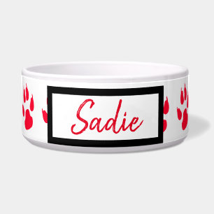 Red Paw Print Dog's Food