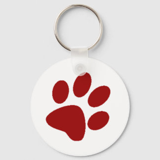 Red Paw Print Key Ring