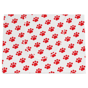 Red Paw Print Pattern Large Gift Bag