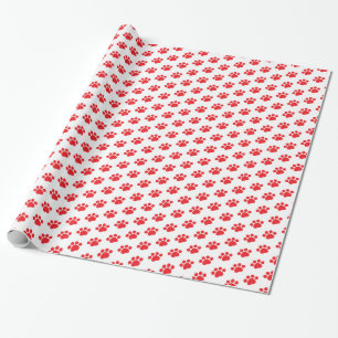 Red Paw Print Pattern Wrapping Paper