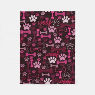 Red Paw Prints & Bones Fleece Blanket
