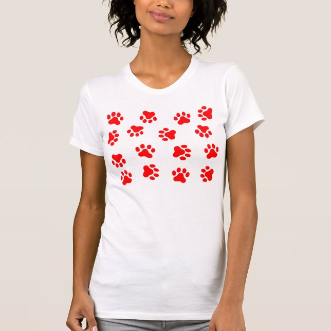 RED PAW PRINTS T-Shirt (Front)