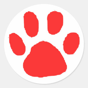 Red Pawprint (Paw Print) Design Classic Round Sticker