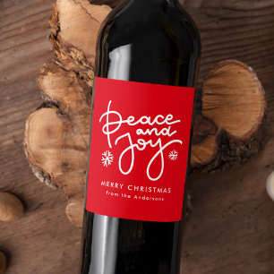 Red Peace and Joy Holiday Wine Label