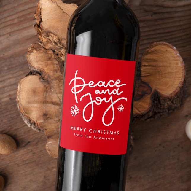 Red Peace and Joy Holiday Wine Label (Creator Uploaded)