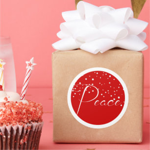 Red Peace Holiday Christmas Classic Round Sticker