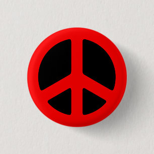 Red Peace Sign 3 Cm Round Badge