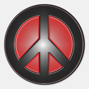 red peace sign classic round sticker