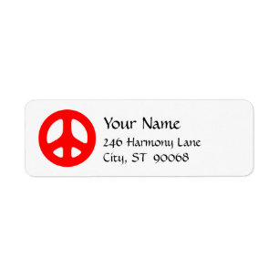 Red Peace Sign Custom Return Label