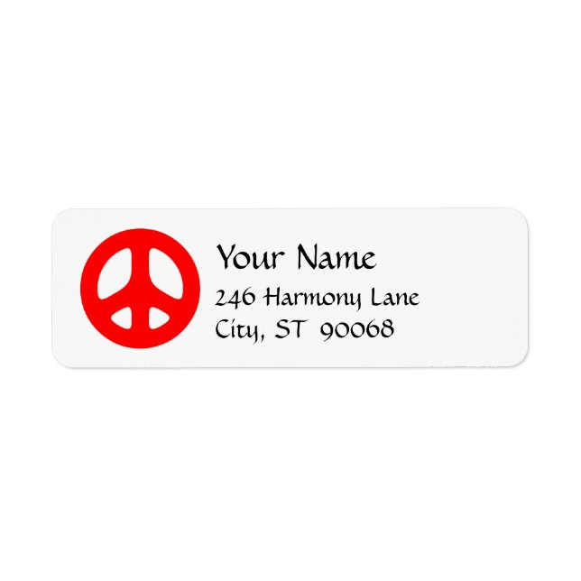 Red Peace Sign Custom Return Label (Front)