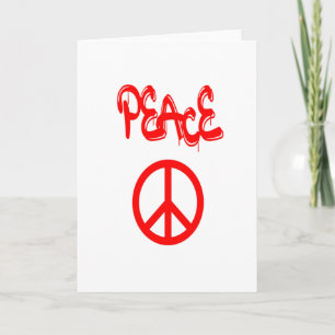 Red Peace Sign with Peace Spelled Out in Graffiti Card